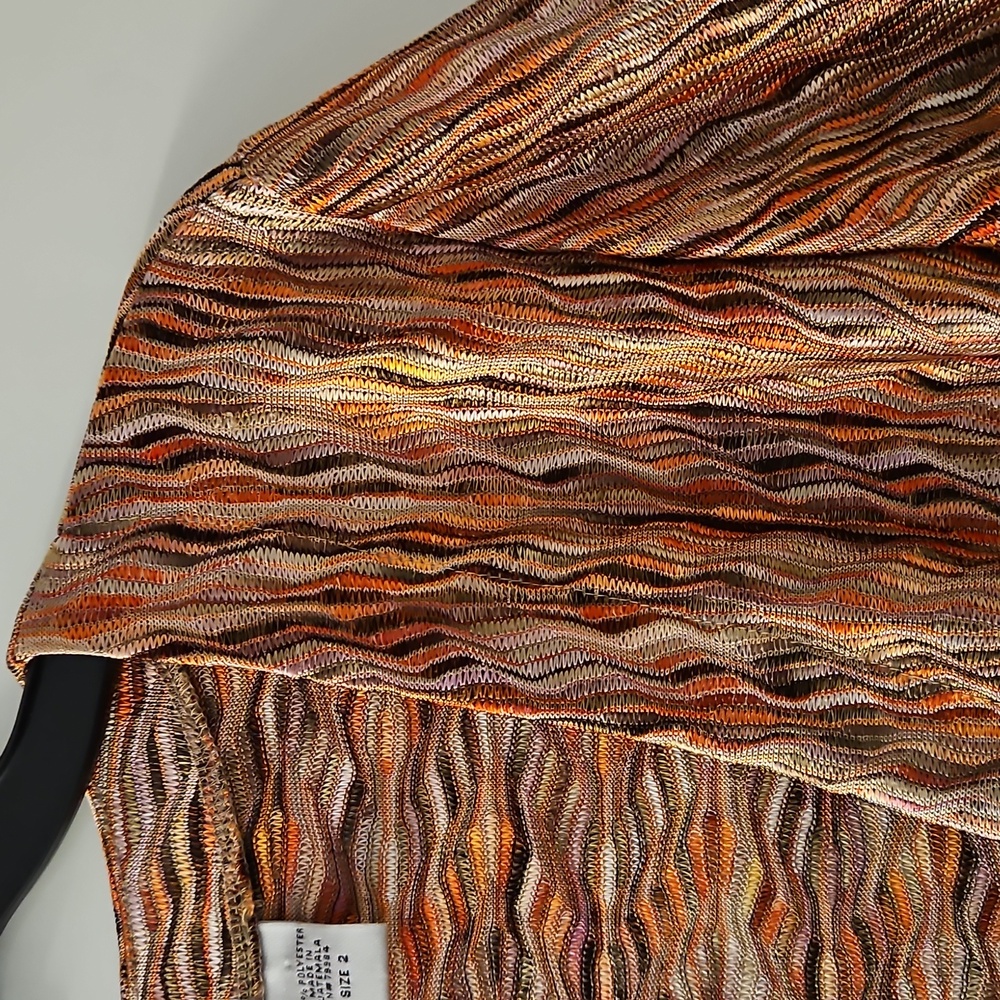 Chico's  multicolor abstract print tie front cardigan top sz.2 Med. 3/4 sleeves - Picture 2 of 7